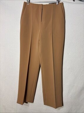Diane Von Furstenberg Sz 4 Camel Tailored Pintuck Trousers Outer Waistband Free